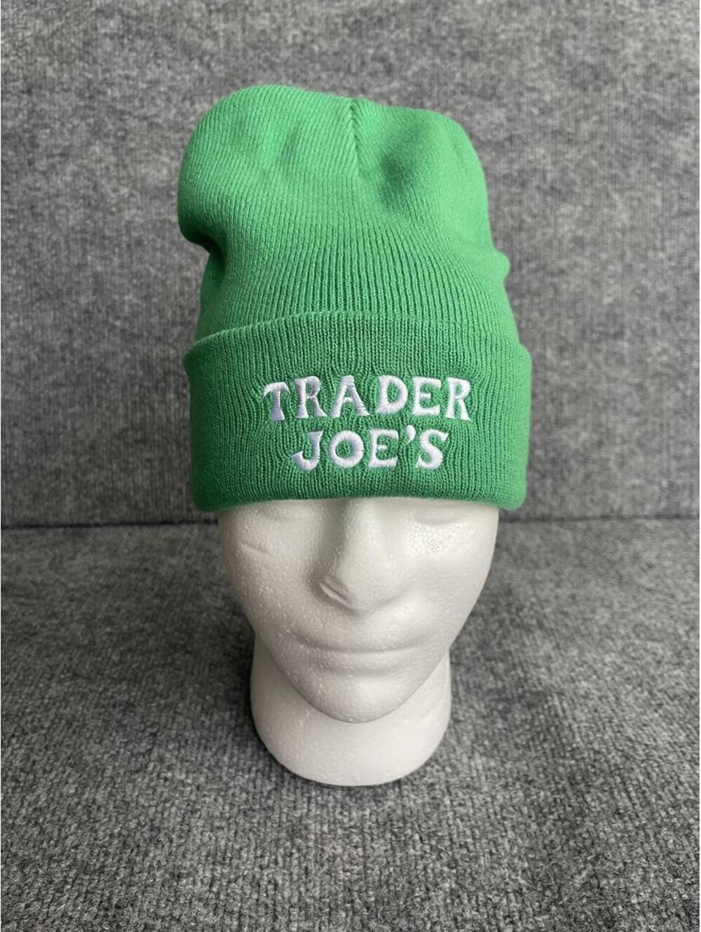 Trader Joe's Crew Member Embroidered Logo Cuffed Beanie Hat Unisex Green